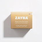 ZAYNA Desert Glow Day Cream box in gold packaging with Swiss Made label and ingredient list on white background
