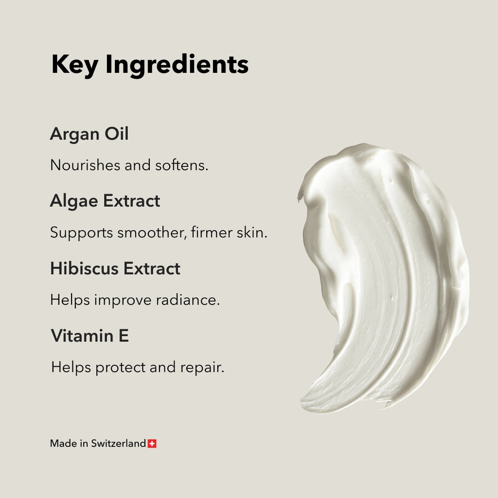 ZAYNA Silky Marine Night Cream texture swatch showing a smooth white restorative face cream on a beige background.