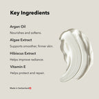ZAYNA Silky Marine Night Cream texture swatch showing a smooth white restorative face cream on a beige background.