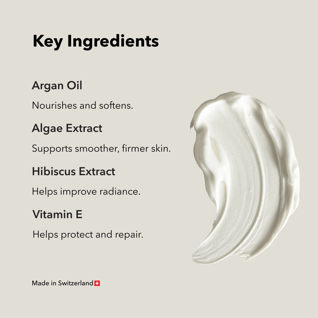ZAYNA Silky Marine Night Cream texture swatch showing a smooth white restorative face cream on a beige background.